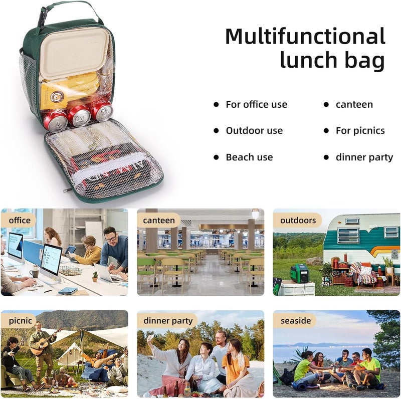 Lovoeo Lunch box Lunch bag for men women Insulated Lunchbox Lunch bags for Work Picnic Travel(Deep green) - Image 5